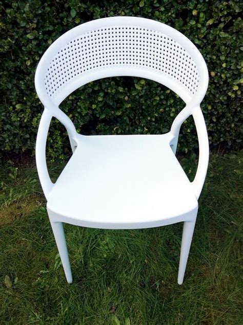 Garden Chair Plastic White Modern Armchair In Arnold