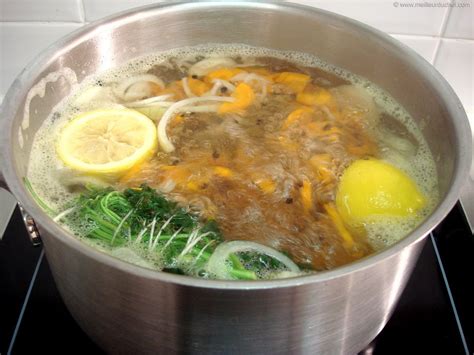 Faire un court- bouillon Fiche recette avec photos