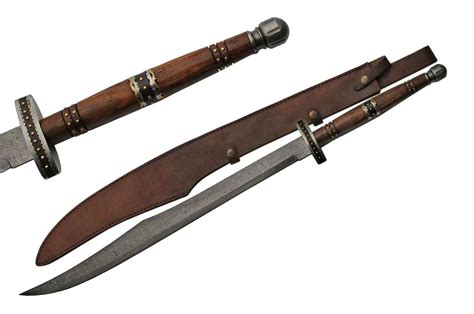 Damascus Steel Antique Sword With Scimitar Wood Damascusknife