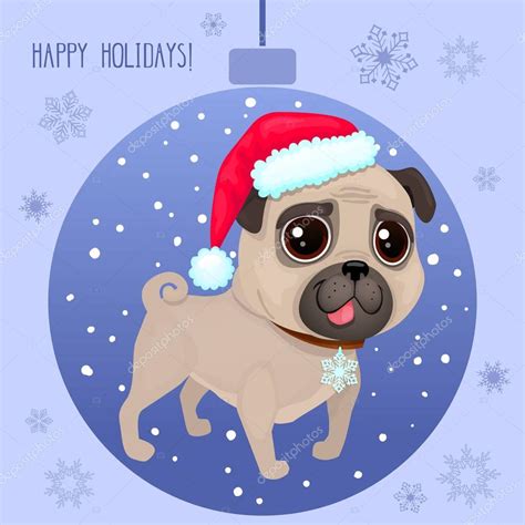 Pets, dog lovers, christmas theme. Vector Cartoon Christmas Dog Symbol New Year 2018 Color Illustrations — Stock Vector ...