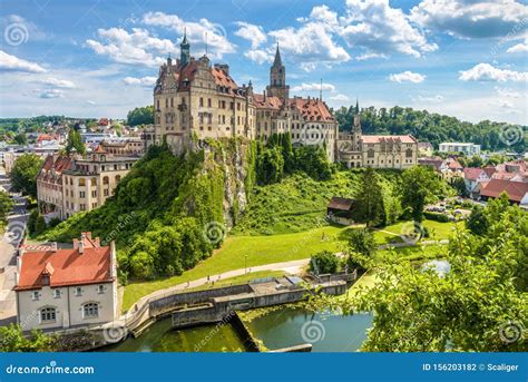 Sigmaringen Castle Above Danube River Baden Wurttemberg Germany Stock