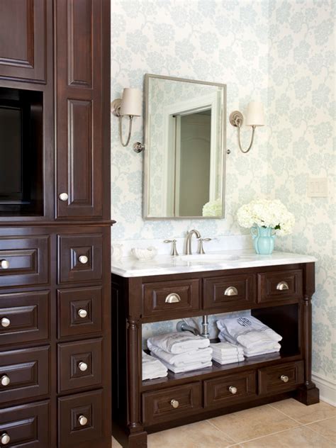 Chocolate Brown Cabinets - Traditional - bathroom - Tobi Fairley