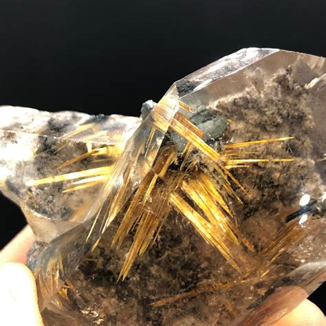Crystal Natural Clear Golden Titanium Crystal Quartz Specimen Etsy