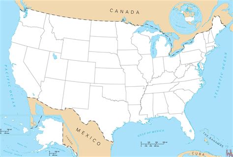 Blank Outline Map Of The United States 6 Whatsanswer
