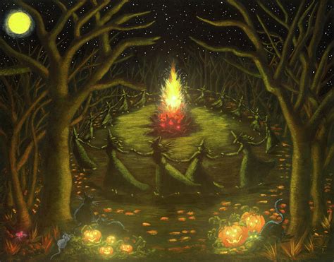 Halloween Bonfire Painting By Christine Altmann