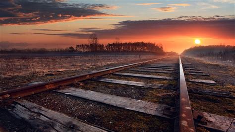 Old Railroad In The Sunset Backiee