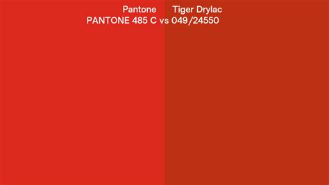 Pantone 485 C Vs Tiger Drylac 049 24550 Side By Side Comparison