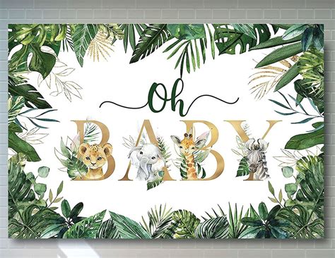 Safari Baby Shower Backdrop Jungle Safari Animals Banner Oh Baby Vinyl