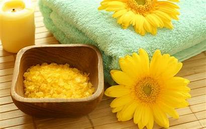 Spa Flowers Yellow Background Candle Wallpapers Mat