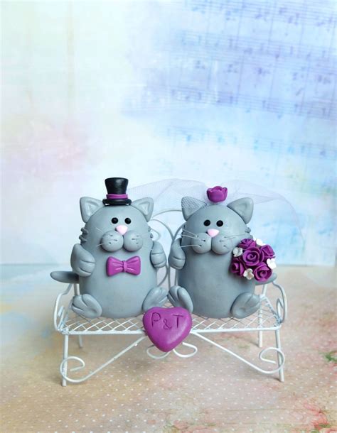 Cat Cake Topper Wedding Bride And Groom Cat Custom Cake Topper