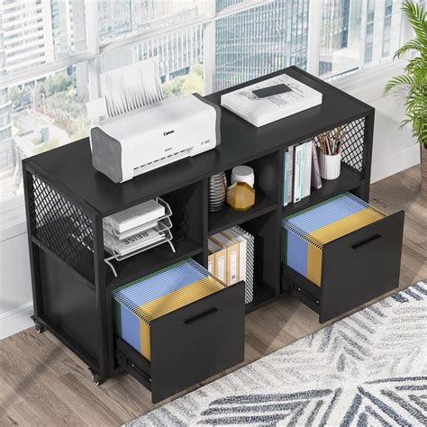 Tribesigns File Cabinet 2 Drawer Wood Mobile Lateral Filing Cabinet In