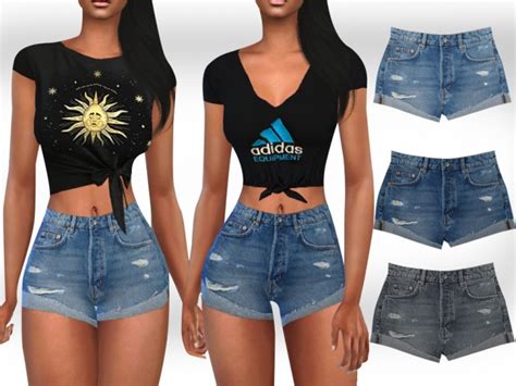 Summer Style Ripped Mini Shorts By Saliwa At Tsr Sims 4 Updates