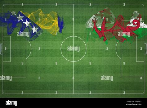 Bosnia And Herzegovina Vs Wales Soccer Match National Colors National