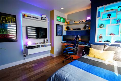 Gaming Bedroom For Teenage Boy Boys Bedroom Makeover Cool Bedrooms