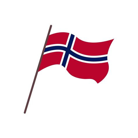 Waving Flag Of Norway Country Isolated Norwegian Flag With Cross On White Background Vector