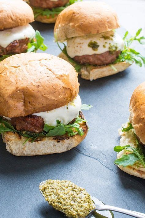 These Juicy Grilled Turkey Burgers Are Topped With Fresh Pesto Spicy
