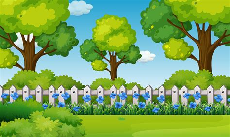 Download Scene with blue flowers in garden 519833 Vector Art at ...