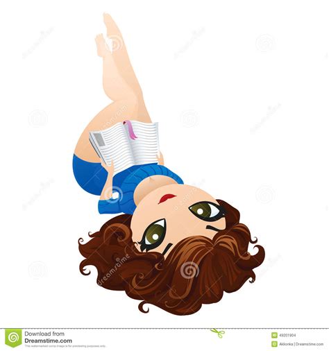 Beautiful Girl Lying Down And Reading A Book Stock Vector
