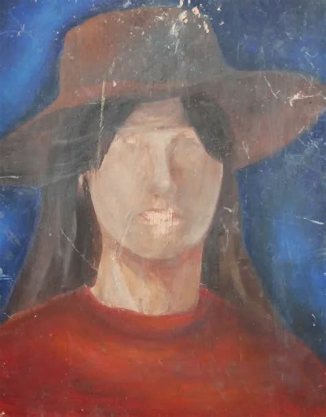 Vintage Expressionist Oil Painting Woman With Hat Portrait Picclick
