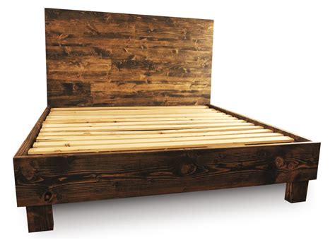 Rustic Wood Platform Bed Frame And Headboard By Pereidarice