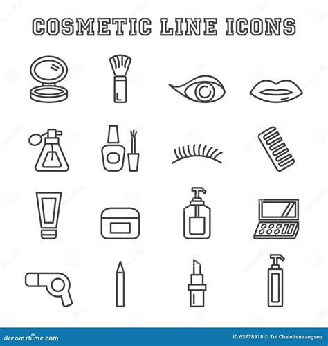 Cosmetic Line Icons Stock Vector Illustration Of Lipstick 63778918