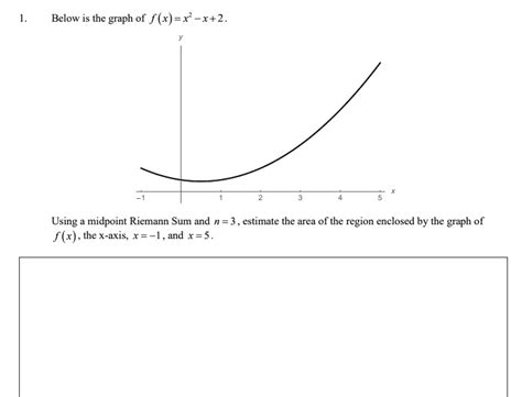 Solved Below Is The Graph F X X 2 Using Midpoint Riemann Sum And N 3 Estimate The Area Of The