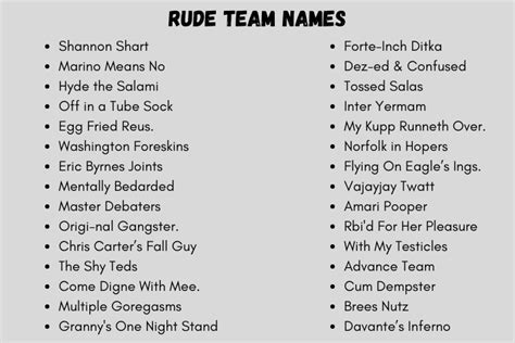 120 Clever And Unique Rude Team Names Ideas And Suggestions 2023