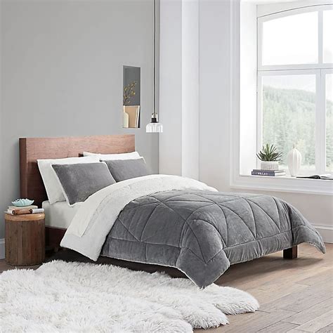 Ugg Avery 3 Piece Reversible Fullqueen Comforter Set In Seal Grey