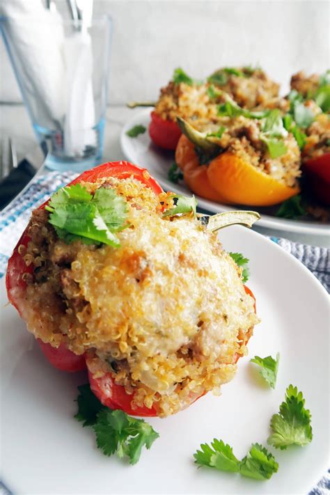 Cilantro Lime Turkey Quinoa Stuffed Bell Peppers Yay For Food