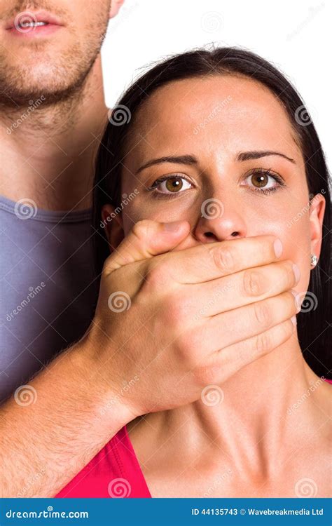 Man Covering His Girlfriends Mouth Stock Image Image Of People