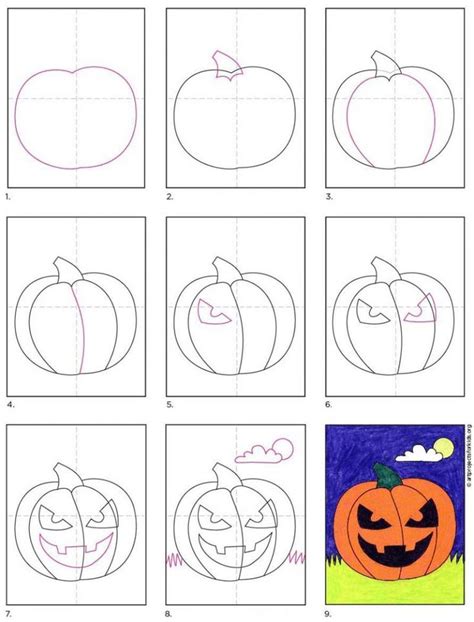 how to draw pumpkins for halloween with easy step by step drawing instructions and pictures