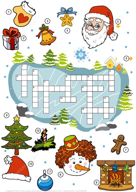 Crossword Puzzle About Christmas Free Printable Puzzle Games