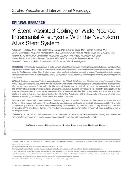 Pdf Y‐stentassisted Coiling Of Wide‐necked Intracranial Aneurysms
