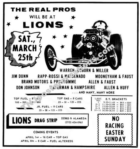 1967 Lions Drag Strip Promotional Poster Long Beach California Top Fuel