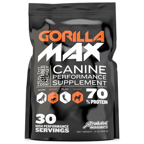Promotes weight gain, muscle development, healthy skin and coat. Gorilla Max High Protein Dog Supplement Powder