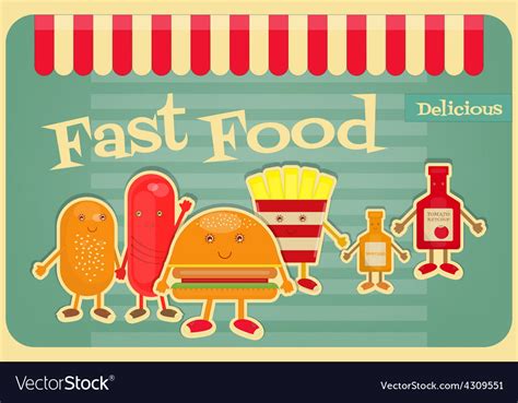 Fast Food Cartoon Royalty Free Vector Image Vectorstock