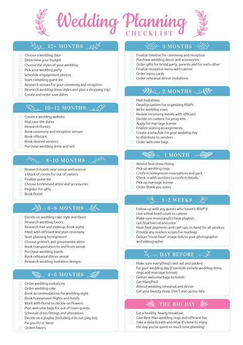 Printable Wedding Planning Checklist Pdf Download Wedding Planning Checklist Printable