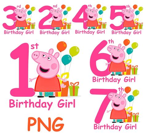 Peppa Pig Png 1 Birthday 2 Birthday 3 Birthday Birthday Etsy