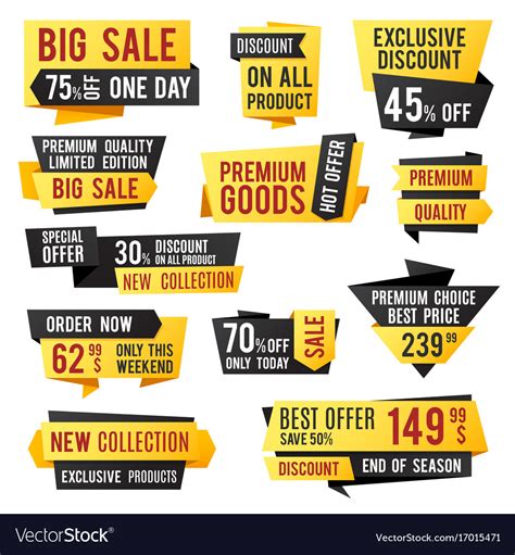 Price Tag Promo Banners And Discount Labels Vector Image