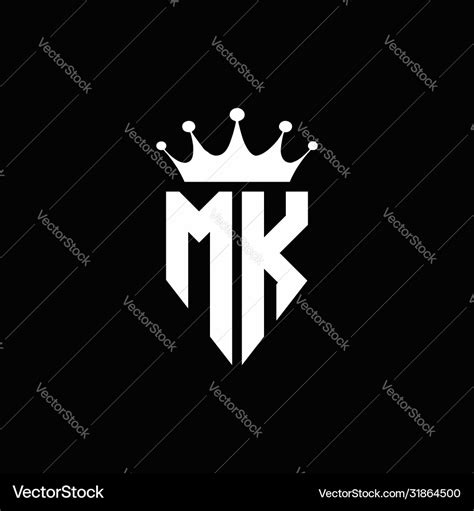 Mk Logo Monogram Emblem Style With Crown Shape Vector Image