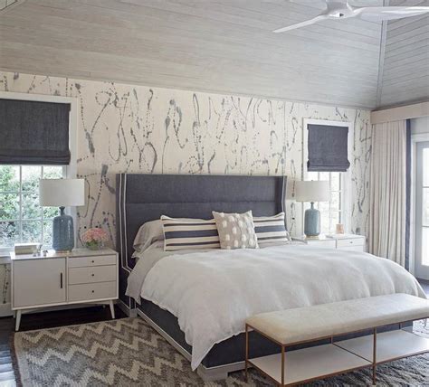 Gray Headboard with White Marble Lamp - Transitional - Bedroom