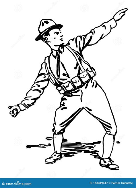 Soldier Throwing A Grenade Cartoon Vector 4610905