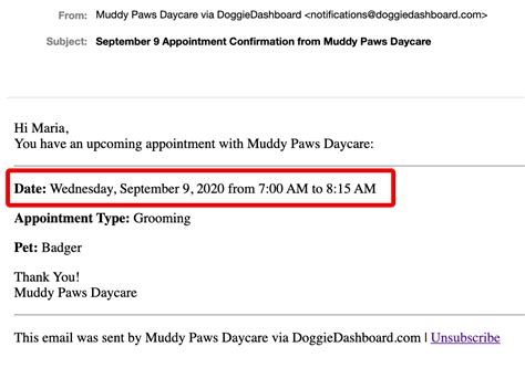New Appointment Confirmation Format