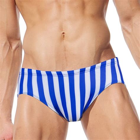 Sexy Stripe Swimwear Mens Swim Briefs Gay Swimsuit Bikini Bulge Pouch My Xxx Hot Girl