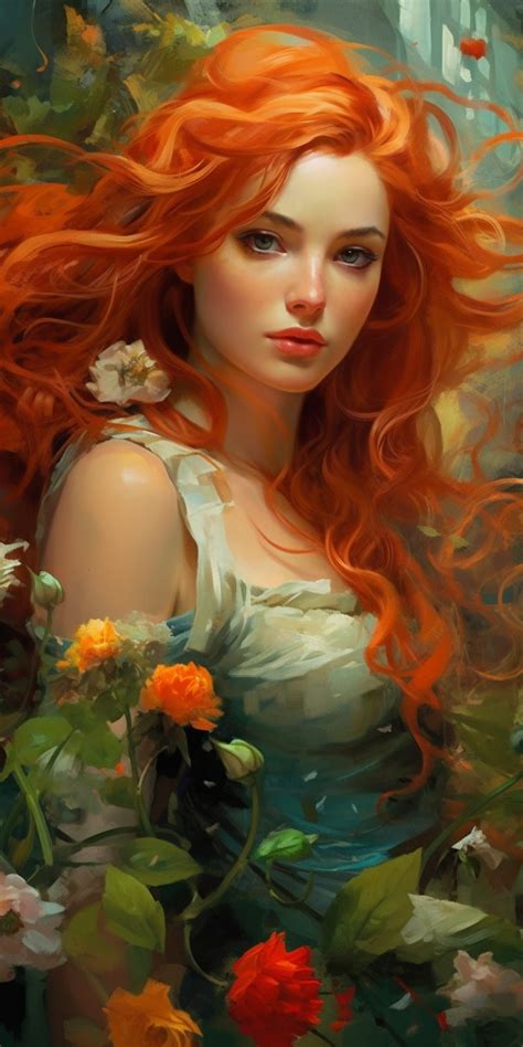 Female Art Painting Hair Painting Painting Art Red Hair Paint Character Portraits Character