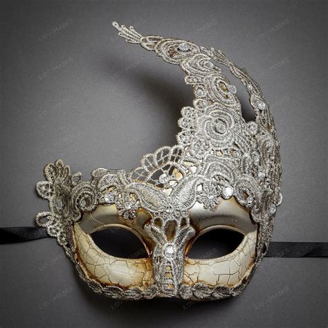 Women Masquerade Lace Mask Venetian Mardi Gras Prom Party Mask Silver