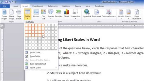 How To Create A Likert Scale Questionnaire In Word YouTube