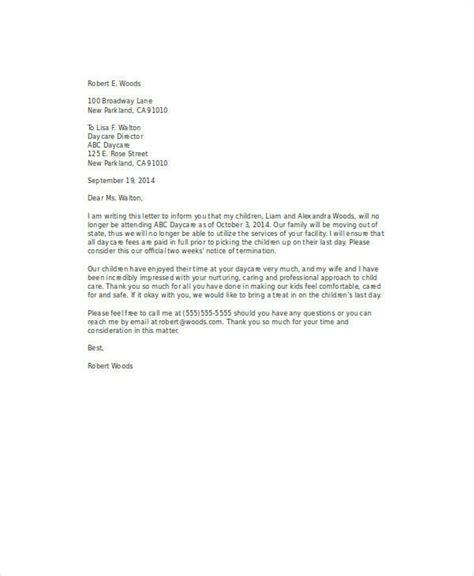 Daycare Termination Letter Example Letter Samples Templates Images