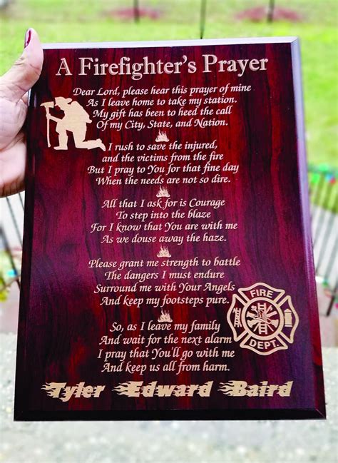 Firefighters Prayer Personalized Laser Engraved Fireman Etsy