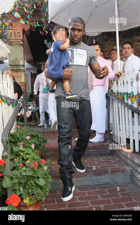 Reggie Bush And Partner Lilit Avagyan With Their Daughter Briseis Seen Leaving The Ivy